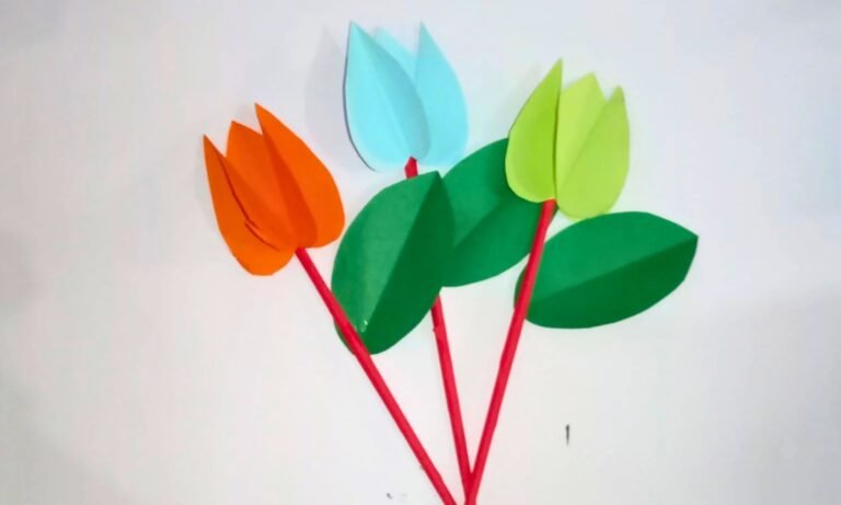 Simple Tulip Paper Craft Tutorial for Kids and Adults